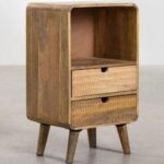 Handcrafted Modern Design 2 Drawer Bedside Table - Image 2
