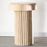 Milan Fluted Travertine Plinth with a Thick Round Top - Image 2