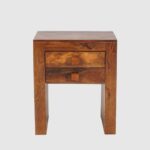 Handcrafted Wooden 2 Drawer Bedside Table Natural Mango Finish - Image 2