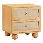 Wooden Cane 2 Drawer Bedside Table - Image 2