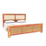 Handcrafted Wooden Set of Bed , Bedside Table & Chair Natural Mango Finish - Image 2