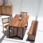 Theresa Dark Acacia Dining Table With Metal Legs - Image 2