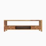 Modern Aesthetic Light Finished Wooden Handmade TV Stand - Image 2