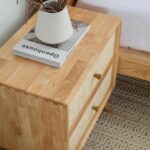 Wooden Cane 2 Drawer Bedside Table - Image 3