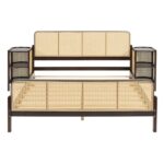 Handcrafted Wooden Headboard Cane Bed With 2 Side Table Gifts - Image 2