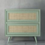 Wooden Cane Nightstand Bedside Table - Image 2