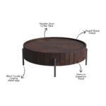 Handcrafted Sheesham Wood Round Coffee Table - Image 4
