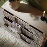 Chantilly Whitewashed Carved 3 over 4 Drawer Dresser - Image 5
