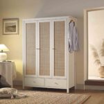 Sale Frances Rattan Triple Closet with 2 Drawers, White - Image 2
