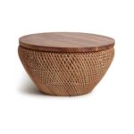Jaipuri Coffee Table | Cane Round Table | Rattan Stool | Coffee Table - Image 3