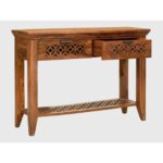 Handcrafted 2 Drawer Console Table Natural - Image 4