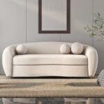 Velvet 3 Seaters Curved Sofa for Living Room - Image 4