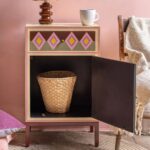 Jodhpuri Hand Painted Mango Wood Bedside Table with Drawers - Image 4