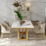Metal Marble Dining Table with 6 chairs - Image 3
