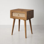 Handcrafted Wooden 1 Drawer Bedside Table Natural Mango Finish - Image 3