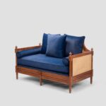 Handcrafted Wooden Curved Cane Sofa - Image 5
