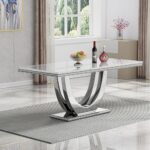 Metal Dining Silver Table With Chairs - Image 4