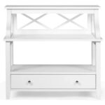 Handcrafted Mango Wood White Storage Console Table - Image 4
