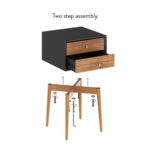 Handcrafted Wooden 2 Drawer Bedside Table Natural Mango Finish - Image 3