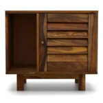 Handcrafted Wooden Bedside Table Natural Finish - Image 2