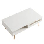 Rajasthani White Solid Wood Rattan Coffee Table - Image 4