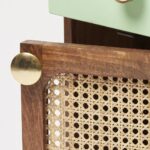 Wooden Cane 1 Drawer Bedside Table - Image 3