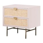 Wooden Cane 2 Drawer Bedside Table - Image 3