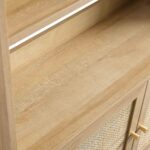 Woven Rattan Bookcase with Doors, Natural - Image 6
