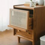 Handcrafted Wooden Cane Bedside Table Natural Mango Finish - Image 3