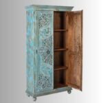 Jodhpuri Wooden Carved Storage Wardrobe Almirah - Image 3