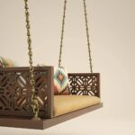 Indian Jhula in Walnut Finished Solid Wood & Brass Chain - Image 3