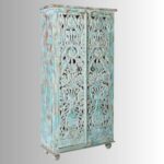 Jodhpuri Wooden Carved Storage Wardrobe Almirah - Image 2