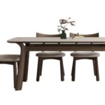 Wooden Marble-Top Wooden Dining Table Set - Image 3