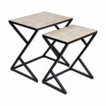 Wooden 2 Set and Black Iron End Table - Image 3