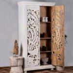 Jodhpuri Wooden Carved Storage Wardrobe - Image 5