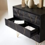 Handcrafted Mango Wood Chest Of Drawers In Rustic Black Finish - Image 5