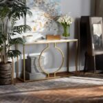 Wooden Artistic Metal & Marble Design Console Table - Image 2