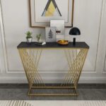 Wooden Artistic Metal & Black Marble Design Console Table - Image 5