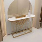 Wooden Artistic Metal & White Marble Design Console Table - Image 2