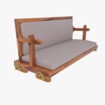 Vintage White Upholstered Simple Handmade Wooden Swing for Home [Jhula] - Image 4