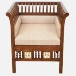 Mango Wood 1 Seater Sofa in Walnut Colour - Image 3