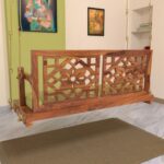 Fusion Flowered Carved Back Handmade Wooden Swing for Home [Jhula] - Image 3