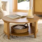 Cane Wooden Round Coffee Table Furniture - Image 3