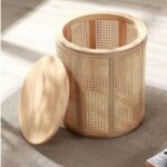 Wooden Modern Cane & Rattan Side Table - Image 4