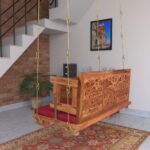 Vintage Carved Back Designed Red Upholstery Handmade Swing for Home [Jhula] - Image 3