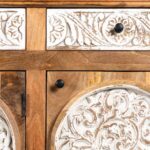 Hand Carved White Washed Mango Wood Sideboard - Image 3