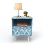 Handcrafted Blue Bedside Table 1 Drawer - Image 5
