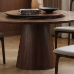 Solid Round walnut Dining Table dining table - Image 3