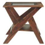 Solid Wood Side Table Teak Finish - Image 6