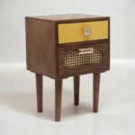 Wooden Cane 2 Drawer Bedside Table - Image 3